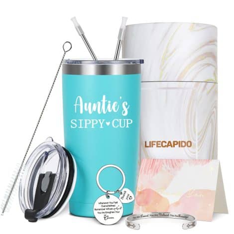 Lifecapido Aunt Gifts from Niece presents Auntie’s Sippy Cup Tumbler: Perfect gift for Aunt’s Birthday or Mother’s Day!