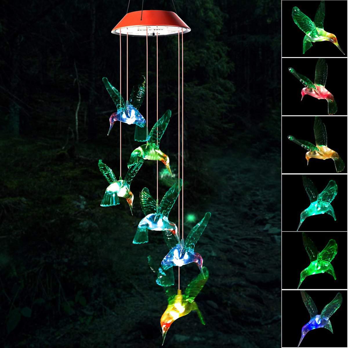 Hummingbird Solar Wind Chims,Gifts for All Father,Stepdad,Grandpa,Husband,mom,Grandma,Women,Aunt,Daughter,Friend,dad, Mother Birthday Gardening Gift,Windchime Outside, Perfect for The Patio, Garden