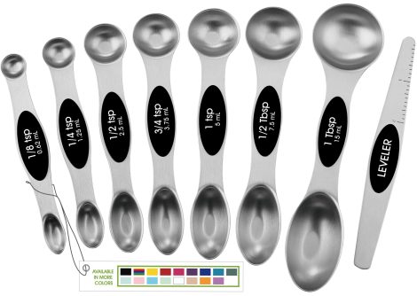 Spring Chef Magnetic Measuring Spoons: Strong magnets, durable stainless steel, fits in spice jars, ideal for baking & cooking.