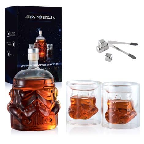 Transparent Creative Whiskey Set with 2 Glasses, 4 Stones & Tong. Perfect gifts for Dad, Husband, Boyfriend.