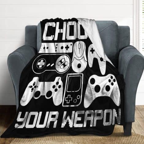 Get cozy with the “Your Weapon Gamer” throw blanket, a fun gaming gift for all!