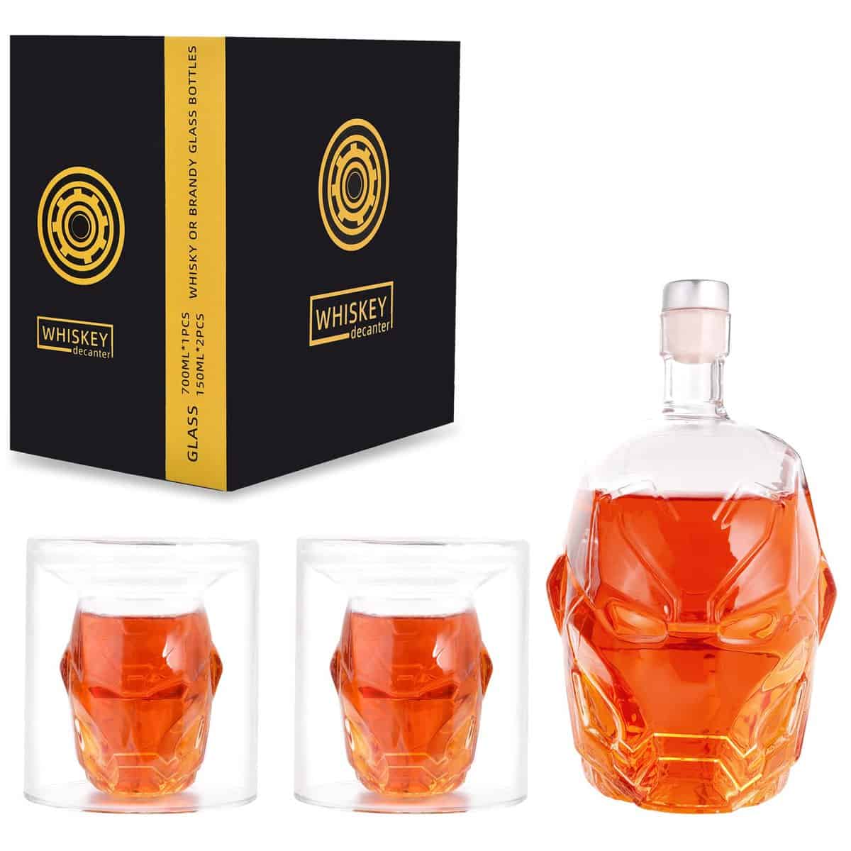 Yingluo Transparent Creative Whiskey Decanter Set with 2 Glasses Gift For Men Dad Friend Movie Fan,Anniversity,Flask Carafe,Whiskey Carafe for Liquor,Scotch,Vodka,Bourdon - 750ML