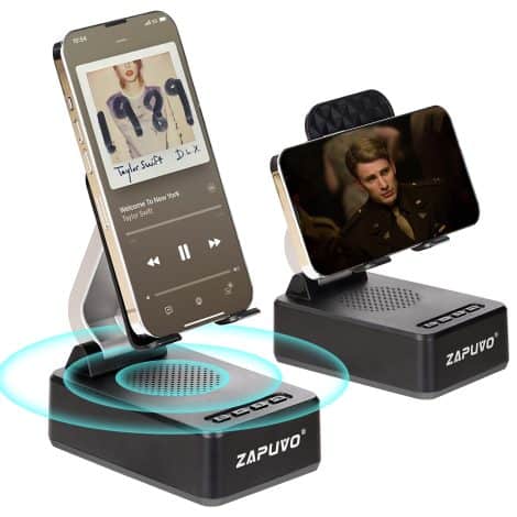 ZAPUVO Bluetooth Speaker with Phone Stand – Perfect Tech Gift for Dad’s Birthday or Christmas.