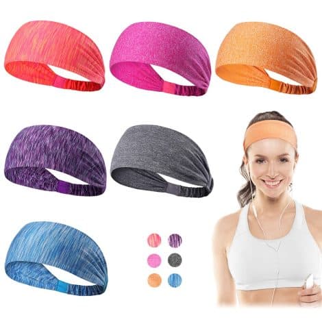 Dreamlover Workout Headbands for Women, featuring 6 pieces of stylish sweatbands ideal for yoga and athletic exercises.