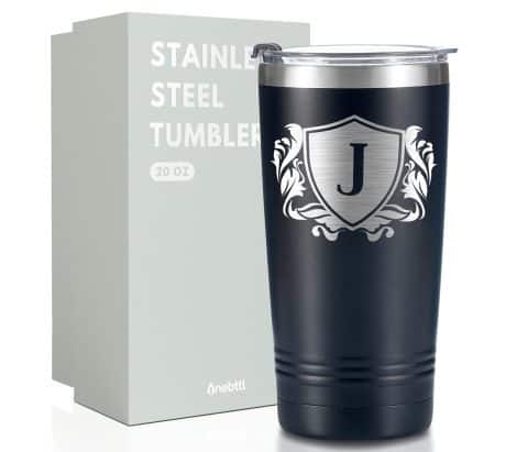 Customized Initial J Coffee Mug, Stylish Men’s Monogrammed Travel Tumbler – A Unique Gift for The Ultimate Man.