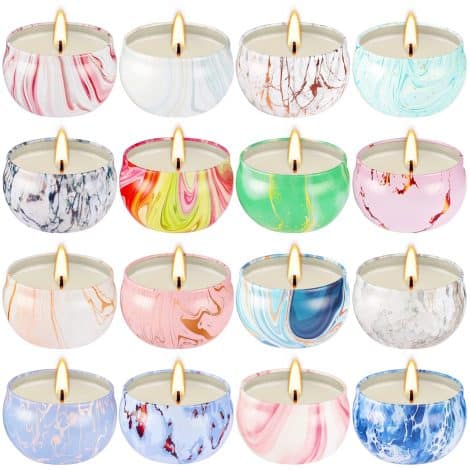 16 packs of scented candles perfect for gifting to Mom or a special woman – ideal for home, bath, yoga.