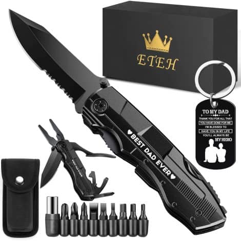 ETEH Dad Gifts: a versatile multitool knife to impress the Best Dad Ever on any occasion. Perfect for outdoor adventures.