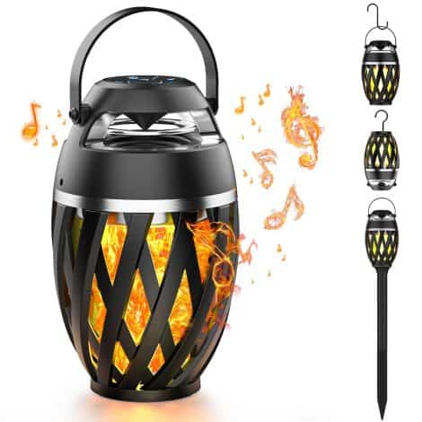 Portable LED Flame Bluetooth Speakers, Waterproof Outdoor Speakers with 24H Playtime, Perfect for Patio, Party, and Camping.