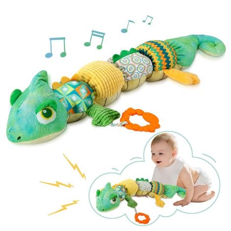 Chameleon Green Baby Toys for Boys, Musical and Soft Stuffed Animal, Perfect for 0-12 Month Infants.