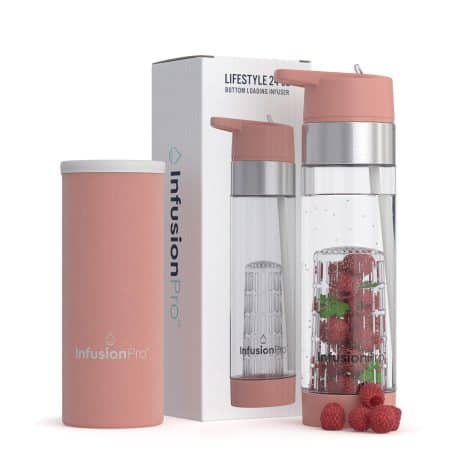 Kauai Sunset Insulated Fruit Infuser Bottle, 24 oz, with Flip-Up Straw, Sleeve & Fruit Infusion eBook.