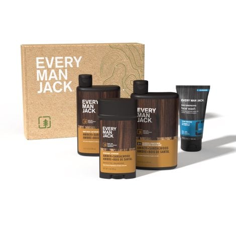 Men’s Complete Body Care Set – Natural Ingredients, Masculine Sandalwood, Amber, and Vetiver Scent – Perfect Gift