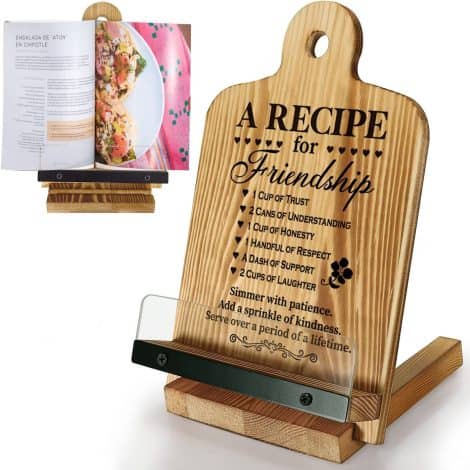 Birthday Gift for Women, Friend’s Recipe Book Holder – Perfect Cookbook Stand for Kitchen, Sister or Bestie