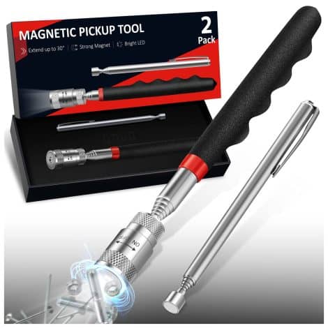 LED Light Magnetic Pickup Tool Set – Perfect Gift for Men, Stocking Stuffers, Birthdays – For the Men who Have it All