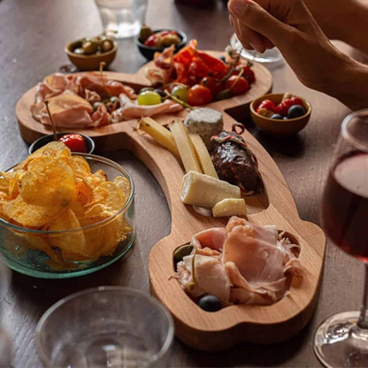 Aperitif Board, Unique Solid Wood Charcuterie Board and Chess Boards, Funny Cutlery Kitchen Wine Meat Cheese Platter Unique Women Gifts for Housewarming Bachelor Party AB