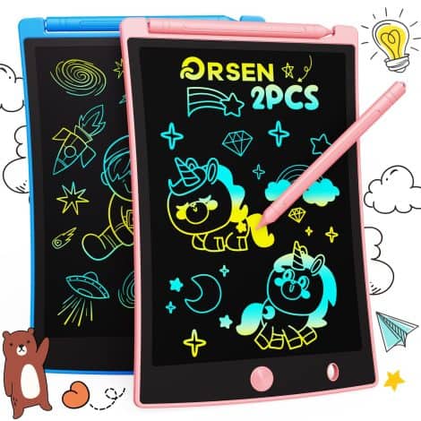 2-pack of ORSEN LCD tablets: Colorful drawing pad for kids, an educational gift suitable for ages 3-8.