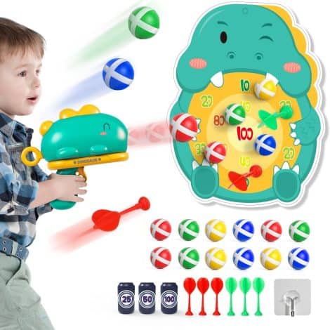 Dino Fun Dart Game Set – Perfect Outdoor Toy Gift for Boys (3-6 y/o) – Christmas/Birthday Presents.