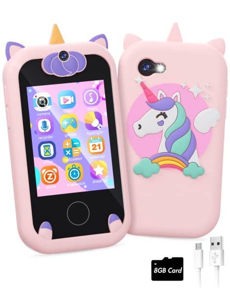 Unicorn-themed Girls’ Smartphone: The perfect touchscreen learning toy, ideal for Christmas and birthday gifts! (15 words)