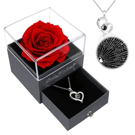 Childom Women’s Rose Gift Set: Eternal red roses, perfect for mom, sister, or wife. Ideal for birthdays and Christmas.