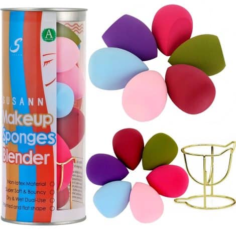 12pcs Makeup Sponge Blender Set with 1 Blender Holder. Perfect for flawless application of cream, liquid foundation, and powder. Ideal gift for women.