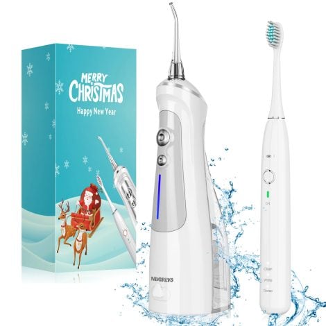 Water Dental Flosser and Electric Toothbrush Combo, a perfect gift for both men and women. Waterproof and festive packaging for Christmas and New Year.