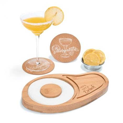 WILLOWDALE Margarita Salt Rimmer Set with Coasters and Bamboo Sugar/Salt Rimmer, Perfect Tequila Gifts for Men.