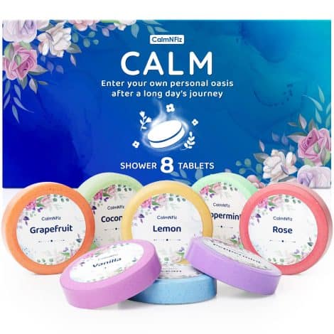 Relax and Unwind Shower Steamers – Pamper Mom with Shower Bombs. Perfect for Christmas, Valentine’s, Birthdays. Blue Set, 8 Pieces.