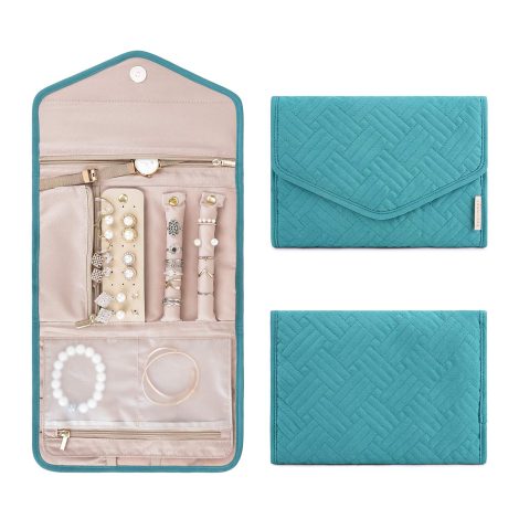 Compact and stylish BAGSMART Jewelry Organizer perfect for travel to keep your rings, necklaces, bracelets, and earrings organized.