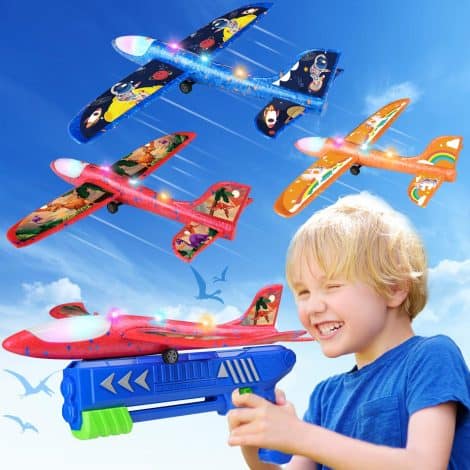 Foam Airplane Launcher Set – Fun Outdoor Glider Toy Planes for Boys and Girls, Perfect Birthday Gift.