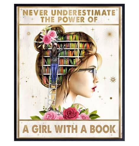 Yellowbird Art & Design presents an empowering wall art featuring a girl with a book, perfect for girls’ rooms or classrooms. It makes a great gift for daughters and teachers. Size: 8×10. Frame not included.