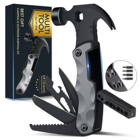 Camping multitool kit: Perfect stocking stuffer for men with 13 survival tools; great for Christmas or birthday gifts.