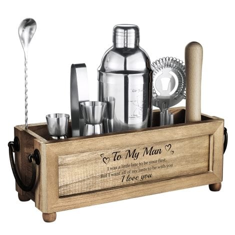 TJ.MOREE Customized Bar Set for Guys with Stand “to My Man” – Perfect Birthday or Anniversary Gift!