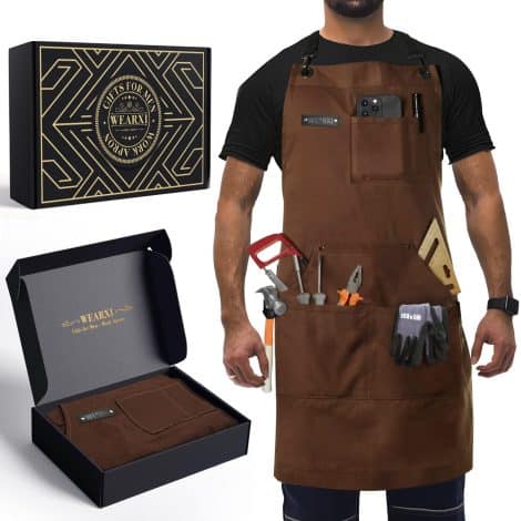 Gifts for men, including aprons and stocking stuffers, perfect for dads, boyfriends, husbands, or men who have everything.