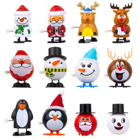 “Christmas-themed 12-piece Wind-Up Toys for Kids, perfect for parties and as stocking stuffers or gifts.”