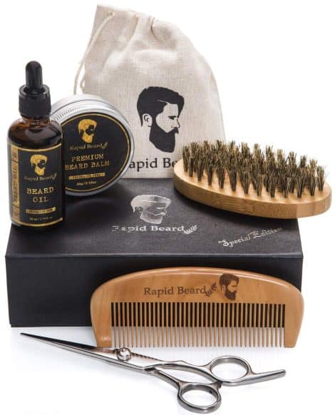 Complete Beard Care Kit for Men – Includes Beard Brush, Comb, Oil, Balm, Wax for Grooming and Styling – Perfect Gift Set.