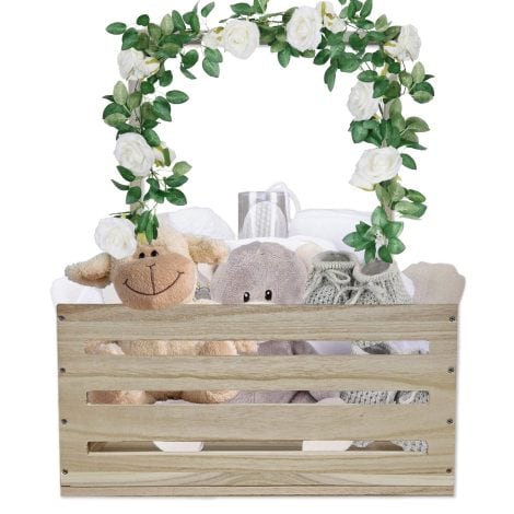 This is the perfect wooden crate closet for organizing baby essentials and makes a great baby shower gift.