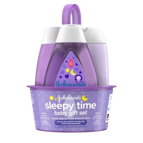 Johnson’s Sleepy Time Baby Gift Bundle: Gentle bedtime essentials for your little one, free of irritants and chemicals.