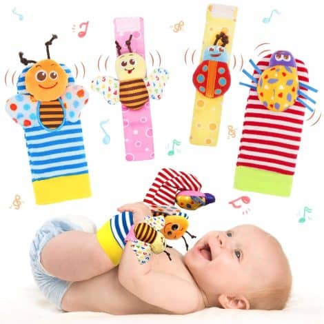 Bloobloomax Baby Rattles – Fun toys for newborns and infants, perfect baby shower gift with bonus wrist rattle socks.