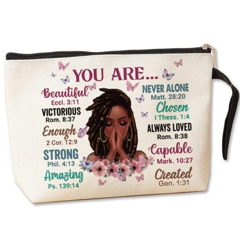 Jztco Encouraging Black Girl Makeup Bag – Embrace Your Beauty, Strength, and Awesomeness on the Go. Perfect for Black Women.