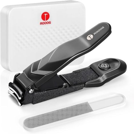 Black Nail Clippers with Catcher, Sharp Cutters, Ingrown Nail Clippers, and Nano Nail File. Perfect stocking stuffer for everyone.