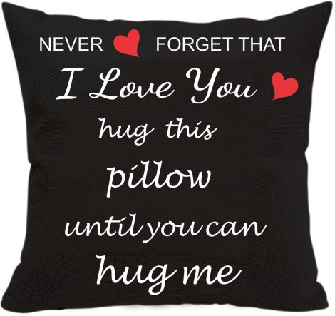 Valentine’s Day gift for your girlfriend: “Hug Me Pillowcase”, a cozy 18″x 18″ cushion with lovely print.