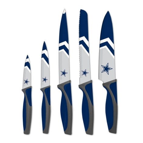 NFL Dallas Cowboys 5-Piece Kitchen Knife Set by The Sports Vault, ideal for American football fans.