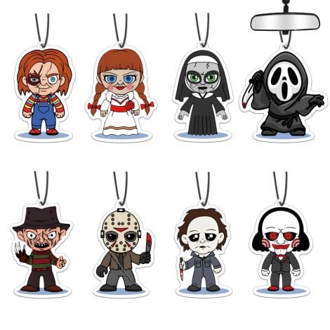 Spooky Movie Character Car Air Fresheners: Classic Horror Decor for Halloween, Perfect for Movie Lovers and Scary Parties