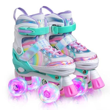 Sparkling Rainbow Unicorn Roller Skates – Perfect for Girls and Boys who love lights and fun!