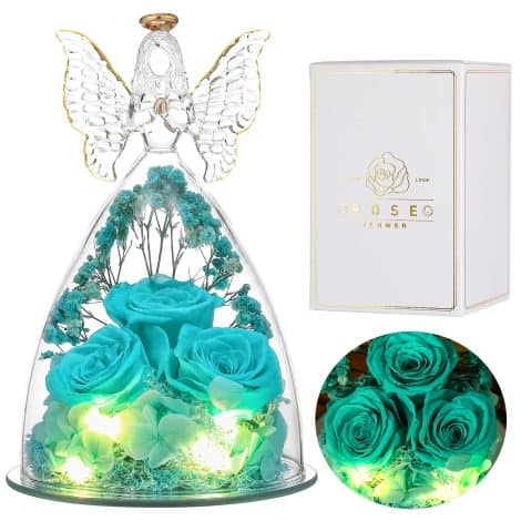 Ocosy Large Angel Rose Gifts: Eternal Angel Figurines with Real Roses – Perfect Gift for Her! (15 words)