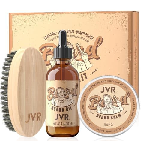 Men’s Beard Care Set: Includes beard oil, balm, boar brush; Ideal gift for dads, boyfriends – grooming perfection.