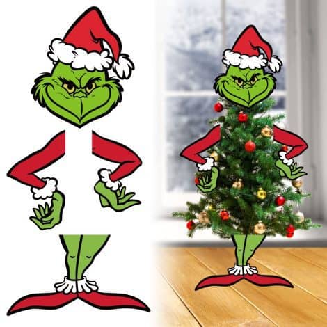 The Grinch’s festive Tree Topper and decorations bring Whoville charm to your Christmas tree.