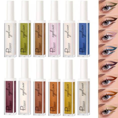 BONNIE CHOICE Sparkling Glitter Eyeliner Set in 12 Colors, Waterproof, Long-lasting, Perfect Makeup Gift for Christmas.