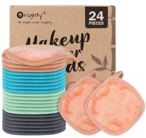 Orighty Reusable Makeup Remover Pads 24 Pack, Soft Eco-friendly Cloths, Ideal Gift for Women, 5″ x 5″.