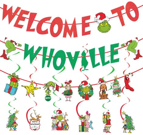 Celebrate the festive spirit with the Whoville Banner, perfect for Grinchmas-themed parties, birthdays, and holiday decorations.