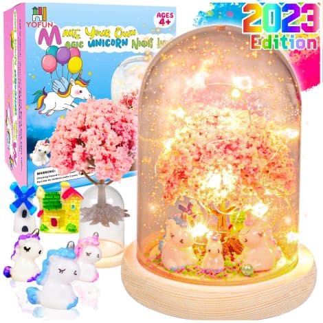 Create your own enchanting Unicorn Night Light with the YOFUN Craft Kit, perfect for girls aged 4-9. Ideal gift!